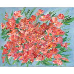 Flowering 8 Landscape Contemporary Floral Original Acrylic Painting, 8 x 10"